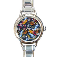 Colorful Birds In Nature Round Italian Charm Watch by Sobalvarro