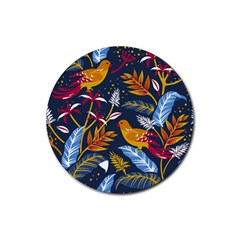 Colorful Birds In Nature Rubber Coaster (round)  by Sobalvarro