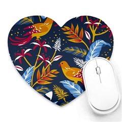 Colorful Birds In Nature Heart Mousepads by Sobalvarro