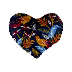 Colorful Birds In Nature Standard 16  Premium Heart Shape Cushions by Sobalvarro