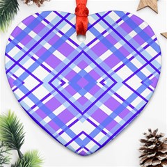 Geometric Plaid Purple Blue Ornament (heart) by Mariart