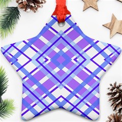 Geometric Plaid Purple Blue Ornament (star) by Mariart