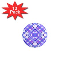 Geometric Plaid Purple Blue 1  Mini Magnet (10 Pack)  by Mariart