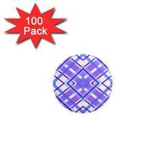 Geometric Plaid Purple Blue 1  Mini Magnets (100 Pack)  by Mariart