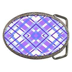 Geometric Plaid Purple Blue Belt Buckles