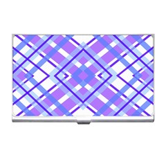 Geometric Plaid Purple Blue Business Card Holder by Mariart