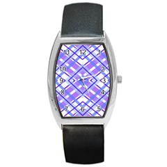 Geometric Plaid Purple Blue Barrel Style Metal Watch by Mariart