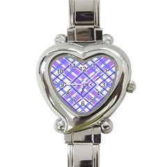 Geometric Plaid Purple Blue Heart Italian Charm Watch by Mariart