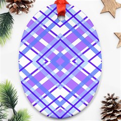 Geometric Plaid Purple Blue Oval Ornament (two Sides) by Mariart