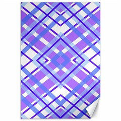 Geometric Plaid Purple Blue Canvas 12  X 18  by Mariart