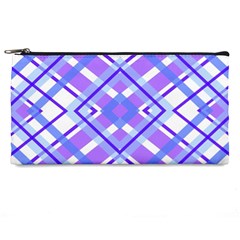 Geometric Plaid Purple Blue Pencil Cases