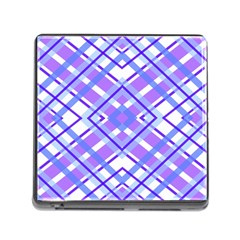 Geometric Plaid Purple Blue Memory Card Reader (square 5 Slot) by Mariart