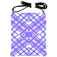 Geometric Plaid Purple Blue Shoulder Sling Bag by Mariart