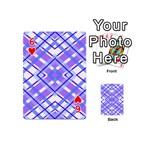 Geometric Plaid Purple Blue Playing Cards 54 Designs (Mini) Front - Heart6