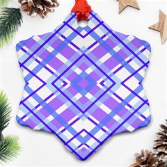 Geometric Plaid Purple Blue Ornament (snowflake) by Mariart