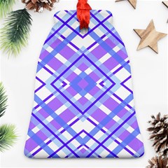 Geometric Plaid Purple Blue Ornament (bell) by Mariart