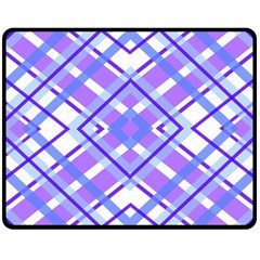 Geometric Plaid Purple Blue Double Sided Fleece Blanket (medium)  by Mariart