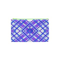 Geometric Plaid Purple Blue Cosmetic Bag (xs) by Mariart