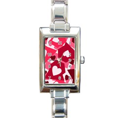 Pink Hearts Pattern Love Shape Rectangle Italian Charm Watch