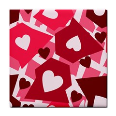 Pink Hearts Pattern Love Shape Tile Coasters