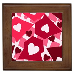 Pink Hearts Pattern Love Shape Framed Tiles