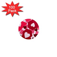 Pink Hearts Pattern Love Shape 1  Mini Magnets (100 Pack)  by Bajindul