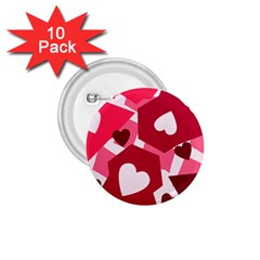 Pink Hearts Pattern Love Shape 1.75  Buttons (10 pack)