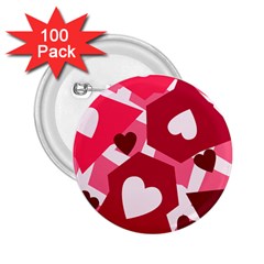 Pink Hearts Pattern Love Shape 2.25  Buttons (100 pack) 