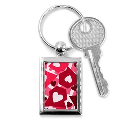 Pink Hearts Pattern Love Shape Key Chain (Rectangle)