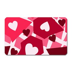 Pink Hearts Pattern Love Shape Magnet (rectangular) by Bajindul