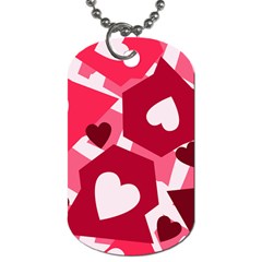 Pink Hearts Pattern Love Shape Dog Tag (One Side)