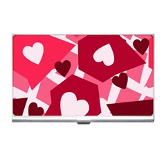 Pink Hearts Pattern Love Shape Business Card Holder