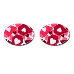 Pink Hearts Pattern Love Shape Cufflinks (Oval) Front(Pair)