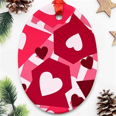 Pink Hearts Pattern Love Shape Oval Ornament (Two Sides)