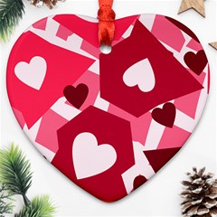 Pink Hearts Pattern Love Shape Heart Ornament (Two Sides)