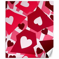 Pink Hearts Pattern Love Shape Canvas 8  x 10 