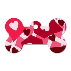 Pink Hearts Pattern Love Shape Dog Tag Bone (one Side) by Bajindul