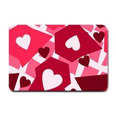 Pink Hearts Pattern Love Shape Small Doormat  by Bajindul