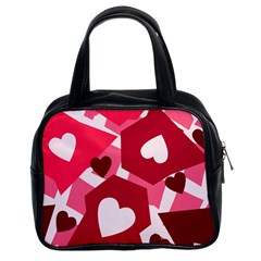 Pink Hearts Pattern Love Shape Classic Handbag (Two Sides)