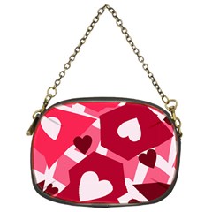 Pink Hearts Pattern Love Shape Chain Purse (Two Sides)