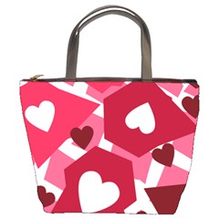 Pink Hearts Pattern Love Shape Bucket Bag