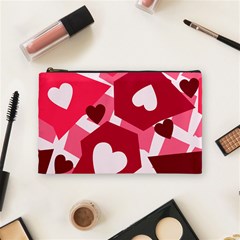 Pink Hearts Pattern Love Shape Cosmetic Bag (Medium)