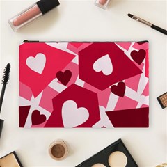 Pink Hearts Pattern Love Shape Cosmetic Bag (Large)