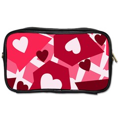 Pink Hearts Pattern Love Shape Toiletries Bag (Two Sides)