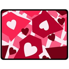 Pink Hearts Pattern Love Shape Fleece Blanket (large)  by Bajindul