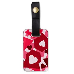 Pink Hearts Pattern Love Shape Luggage Tag (one Side) by Bajindul