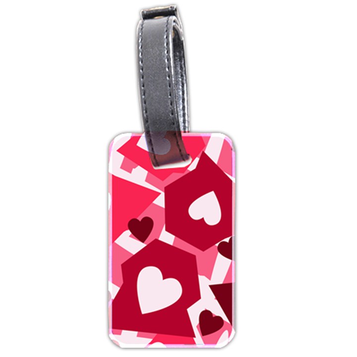 Pink Hearts Pattern Love Shape Luggage Tag (two sides)