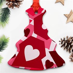 Pink Hearts Pattern Love Shape Ornament (Christmas Tree) 