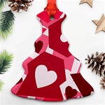 Pink Hearts Pattern Love Shape Ornament (Christmas Tree)  Front