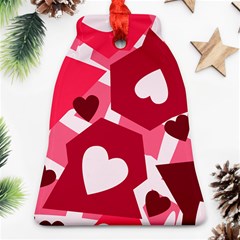 Pink Hearts Pattern Love Shape Bell Ornament (Two Sides)